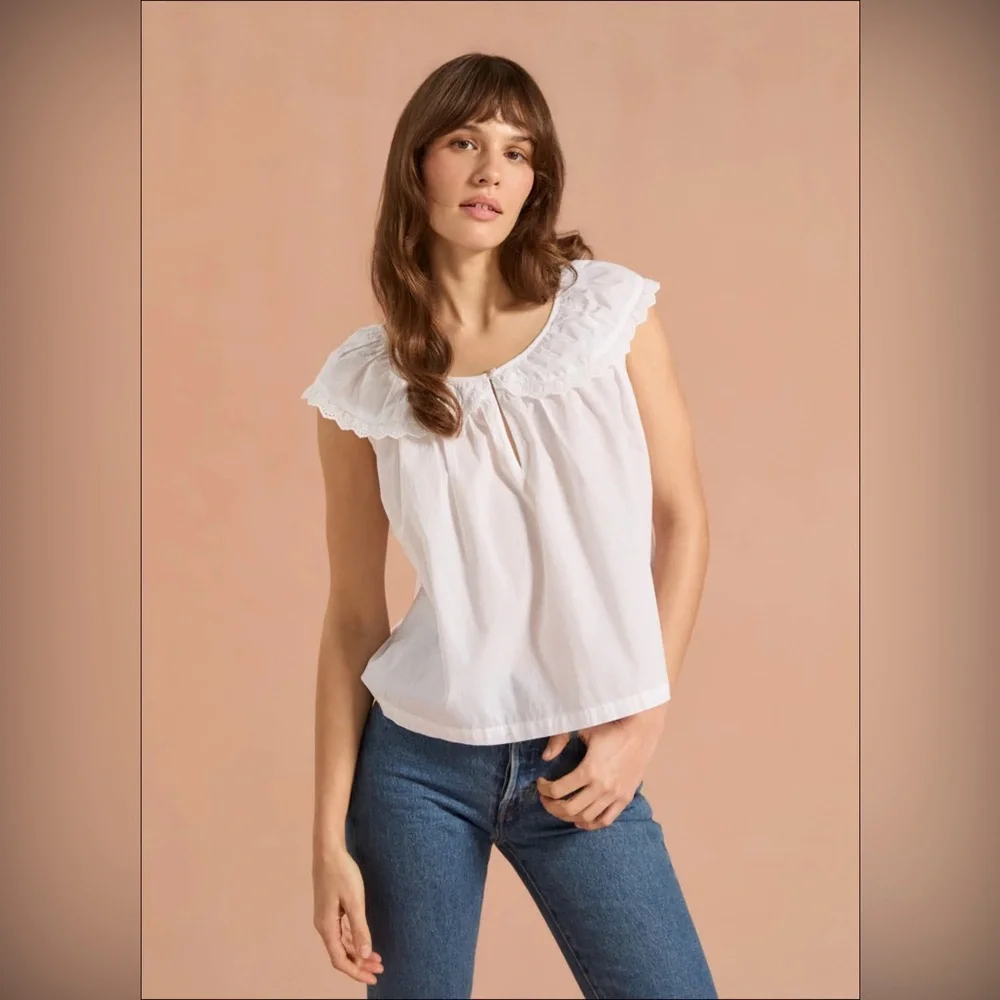 NWOT If Only If Eponine Blouse in white size XS Small - Picture 1 of 16